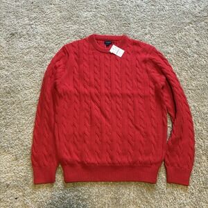 Brand New J Crew Classic Cable Knit Sweater Red‎ Men's Medium